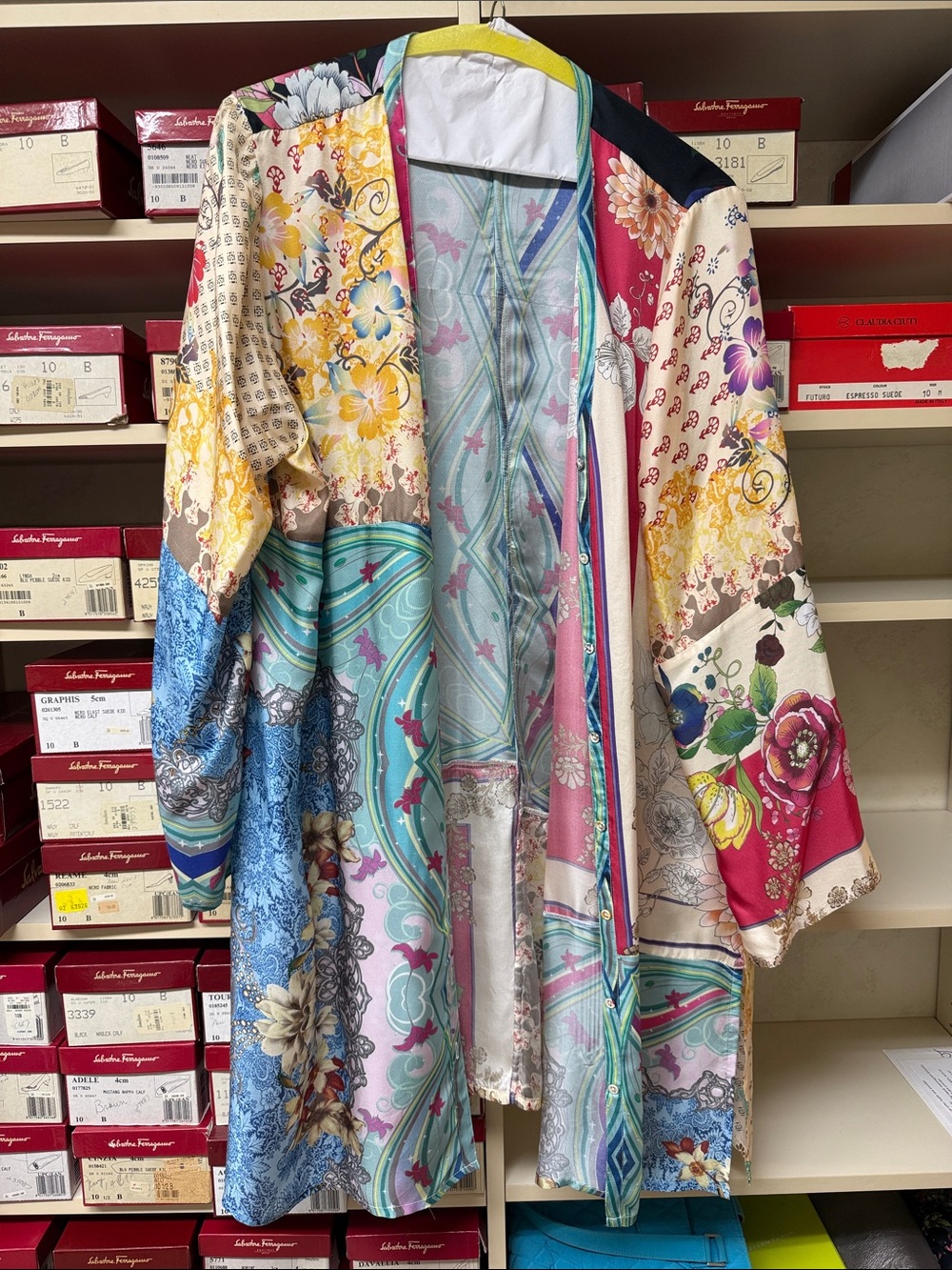 Johnny Was Colorful Floral Patchwork Kimono Jacket